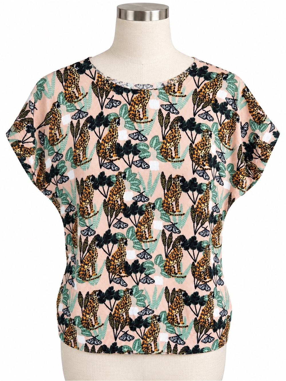Pepaloves Feline Leopard Jungle Print Sweater Tee M